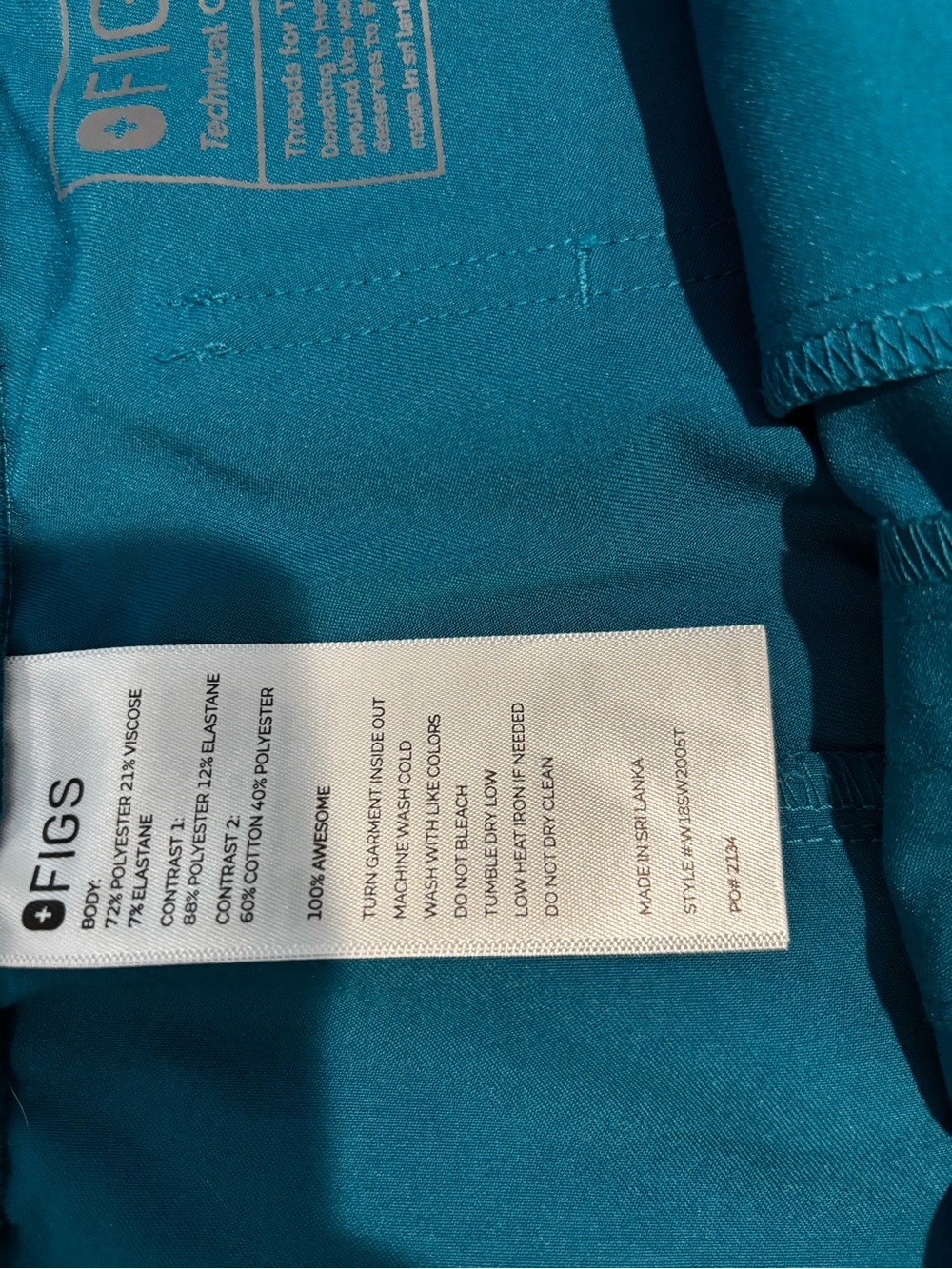 Figs Teal Medical Scrub Top - Picture 2 of 6